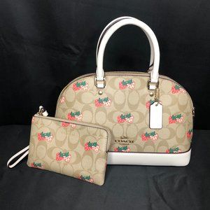 Coach Signature Handbag with Strawberry Print
